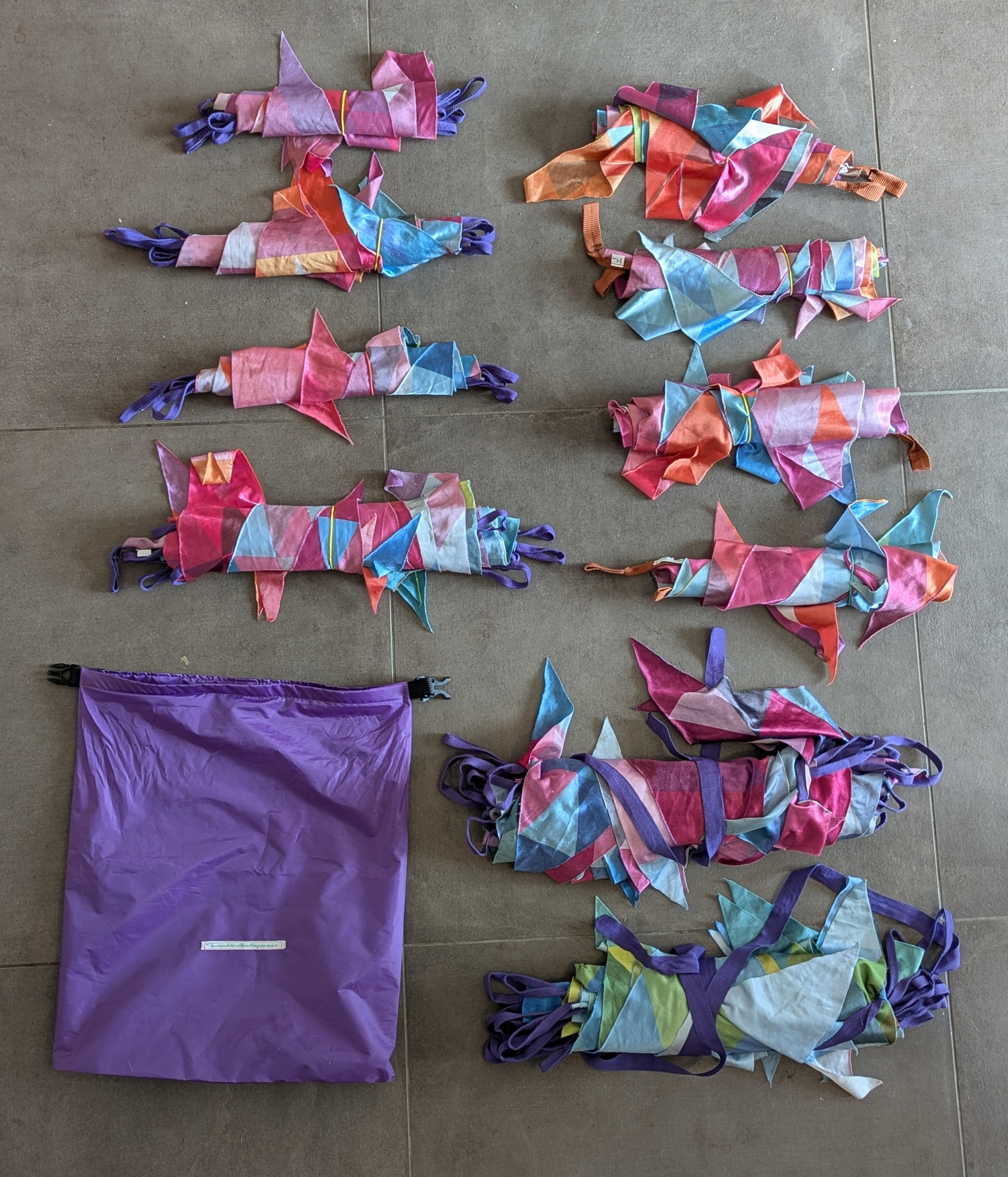 Wild Fringe Bunting decorating a long table lunch in a poly-tunnel